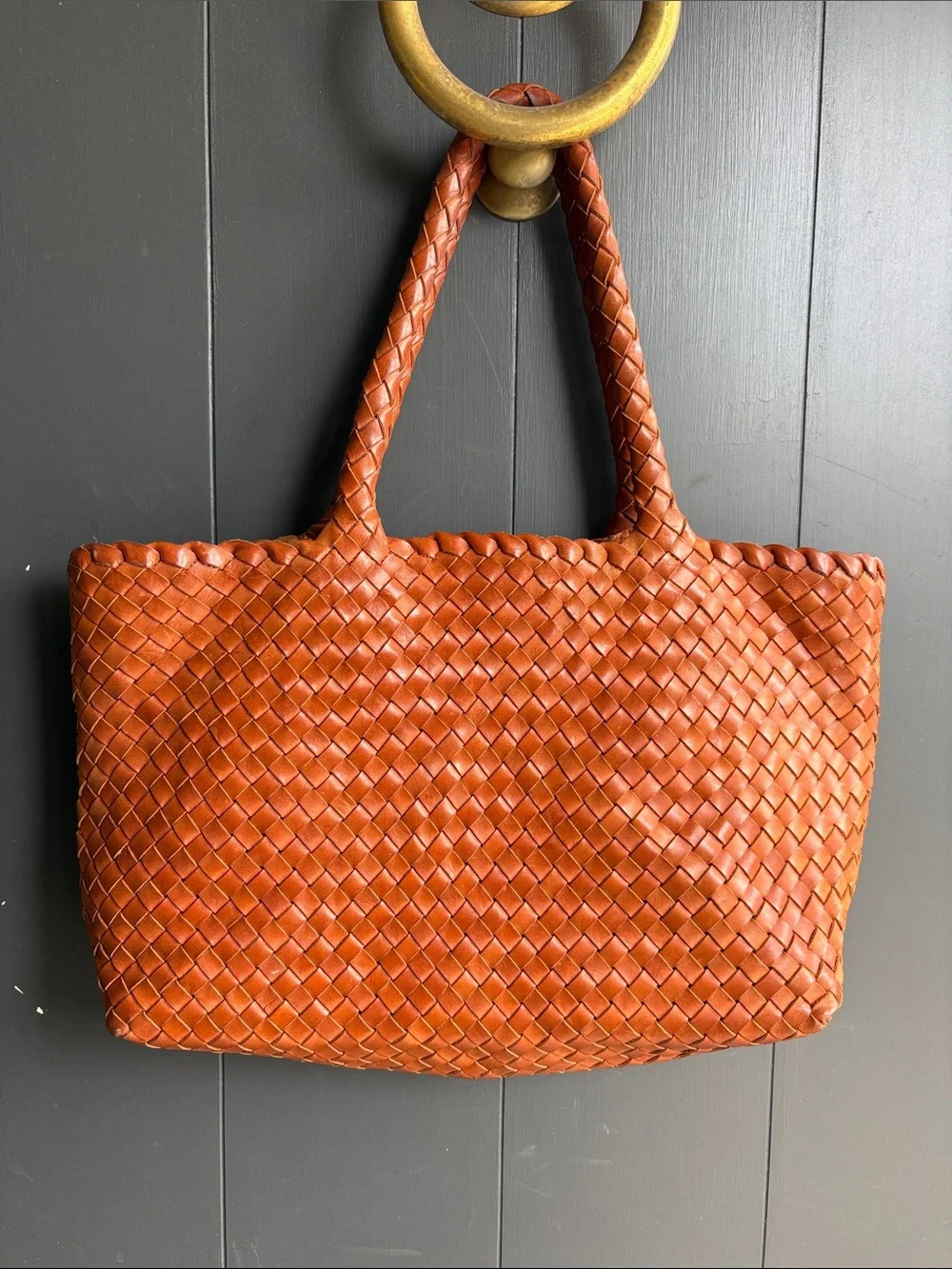 ErCan x Milaner, Rare collaboration Leather Tote Bag in Cognac Brown 16 x 9